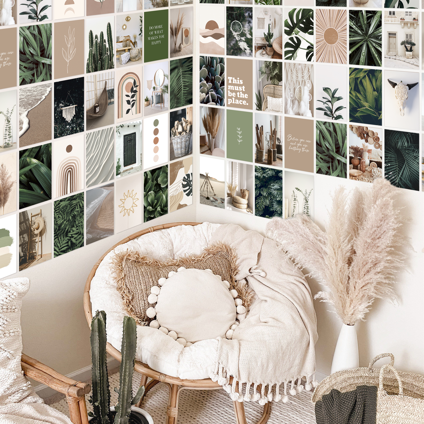 ANERZA Wall Collage Kit Aesthetic Pictures, Room Decor for Bedroom Aesthetic, Posters for Room Aesthetic, Cute Boho Plants Photo Wall Decorations for Teen Girls, Dorm Trendy Wall Art (70 pcs)