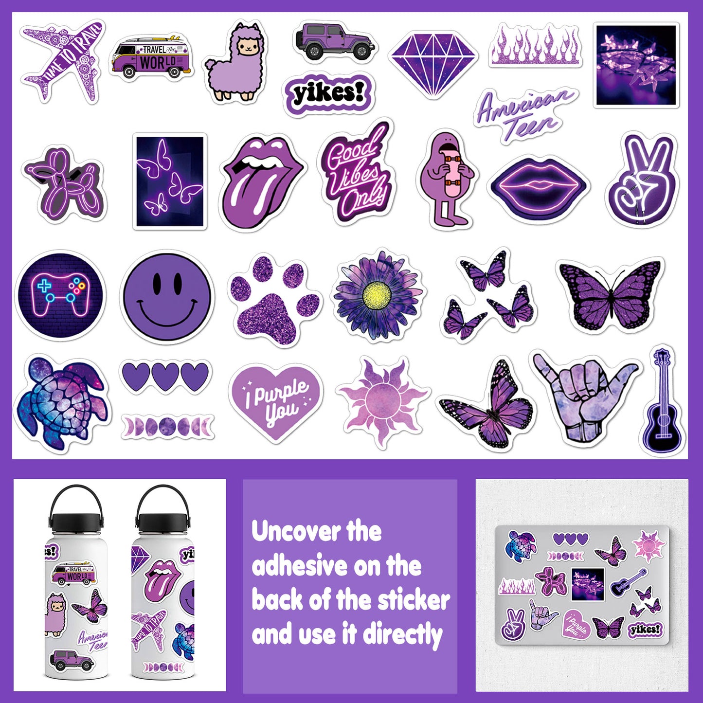 ANERZA Purple Wall Collage Kit Aesthetic Pictures, Room Decor for Bedroom Aesthetic, Posters for Room Aesthetic, Cute Neon Photo Wall Decorations for Teen Girls, Dorm Trendy Wall Art (70 pcs)
