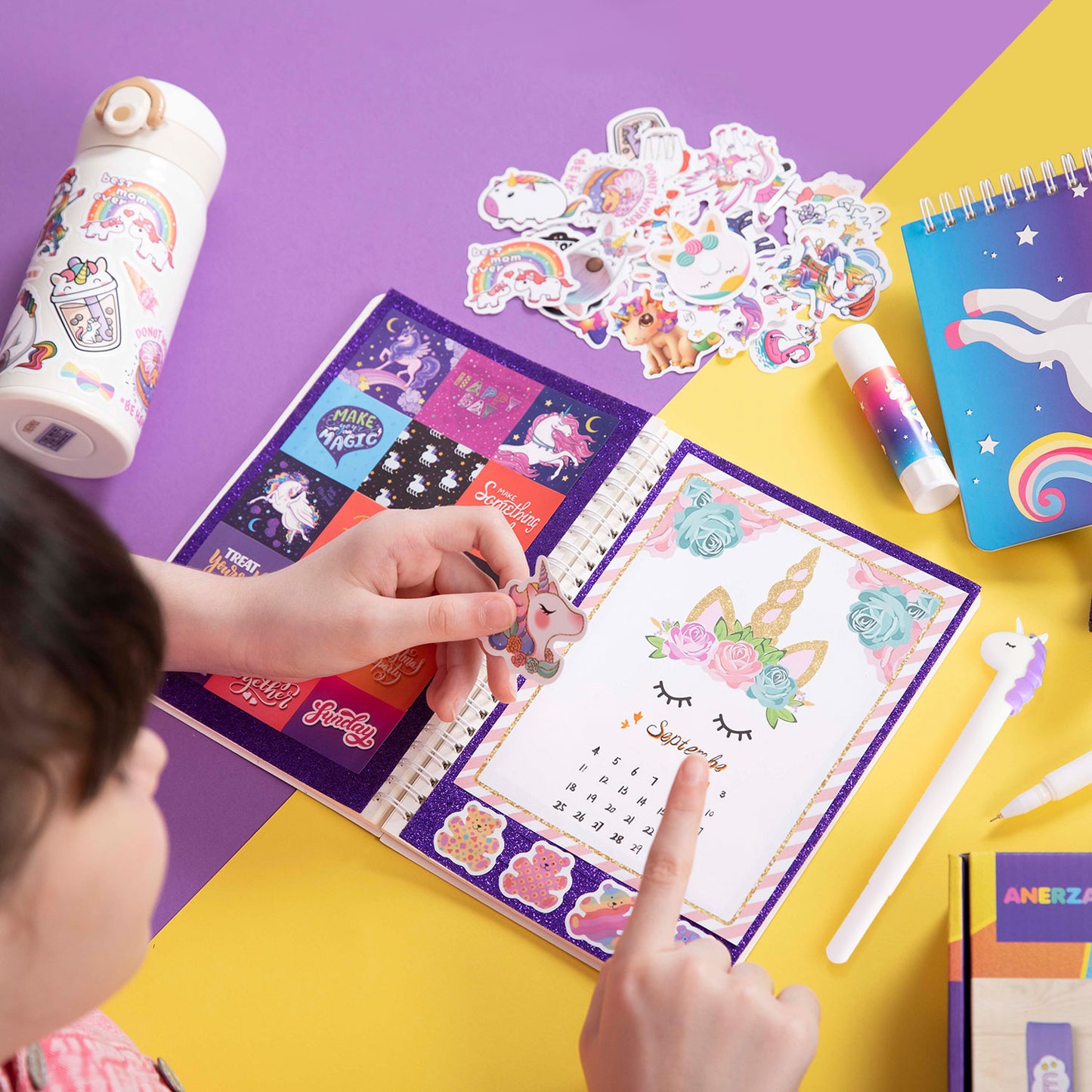 ANERZA DIY Unicorn Journal Set for Girls Gifts Ages 6 7 8 9 10 11 12 13 Years Old and Up, Birthday/Christmas Gifts Ideas, Toys for Teen Girls, Arts and Crafts for Kids 8-12, Scrapbook Stickers kit