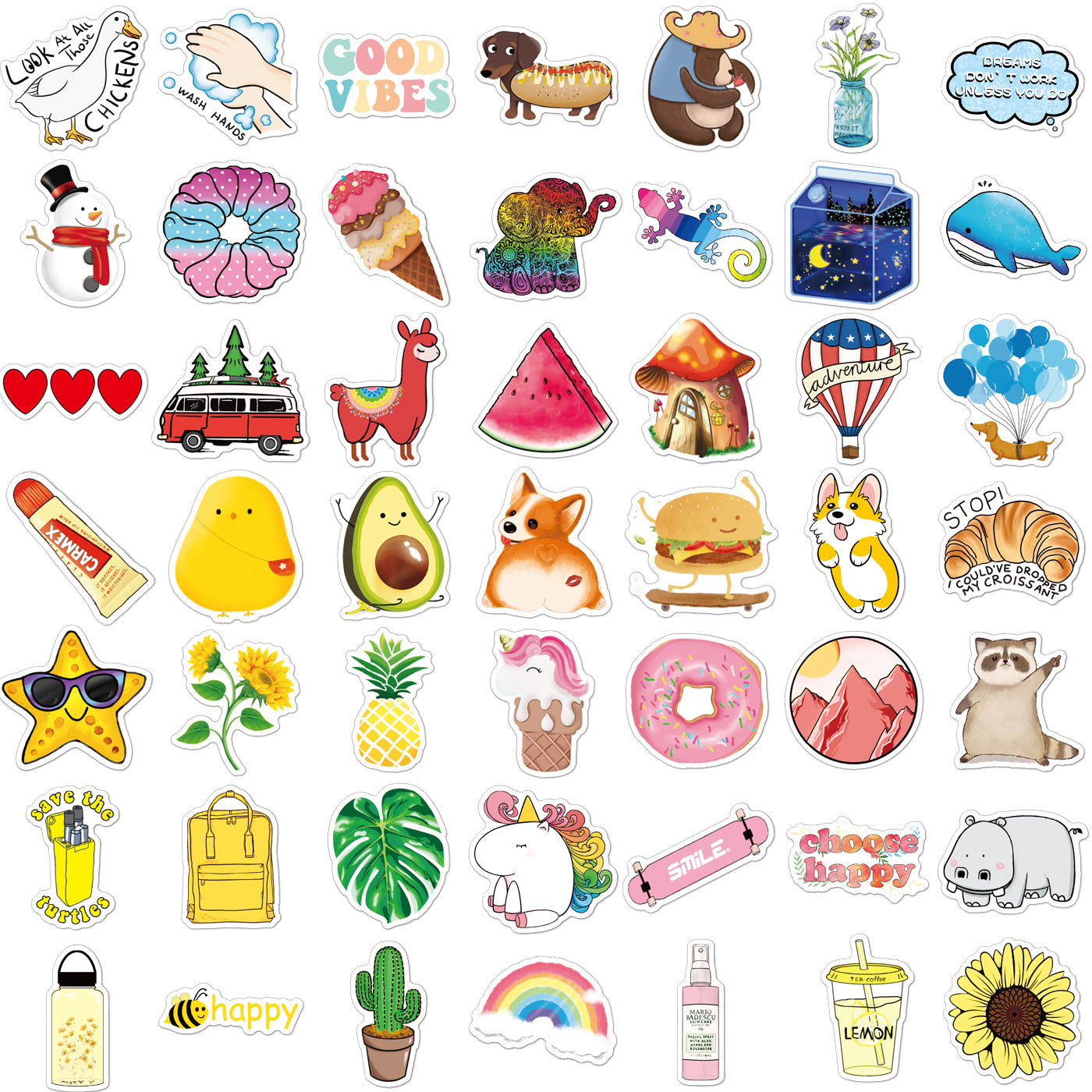 ANERZA 100 Pcs VSCO Stickers for Hydro Flask, Laptop A