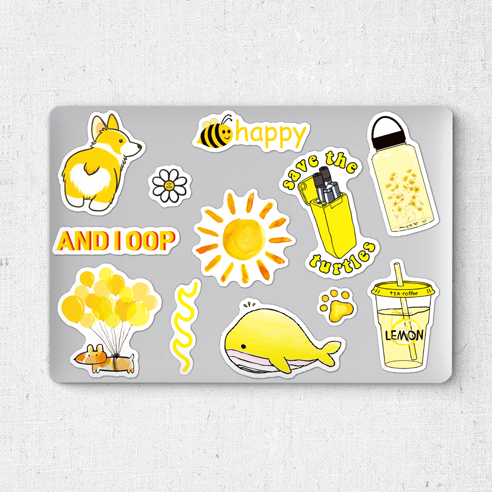 ANERZA 40 Pcs Yellow VSCO Stickers for Laptop, Water bottle