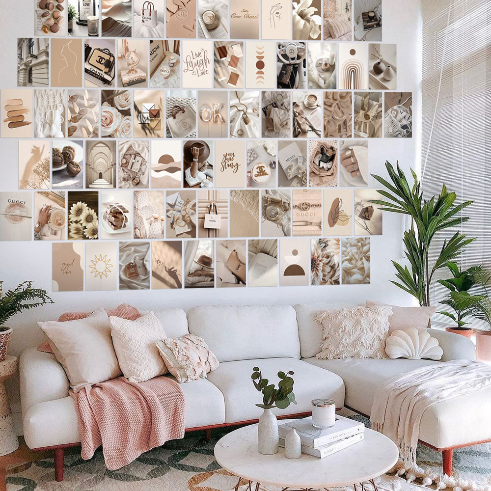 ANERZA Beige Wall Collage Kit Aesthetic Pictures, Room Decor for Bedroom Aesthetic, Posters for Room Aesthetic, Cute Photo Wall Decorations for Teen Girls, Dorm Trendy Wall Art (70 pcs)