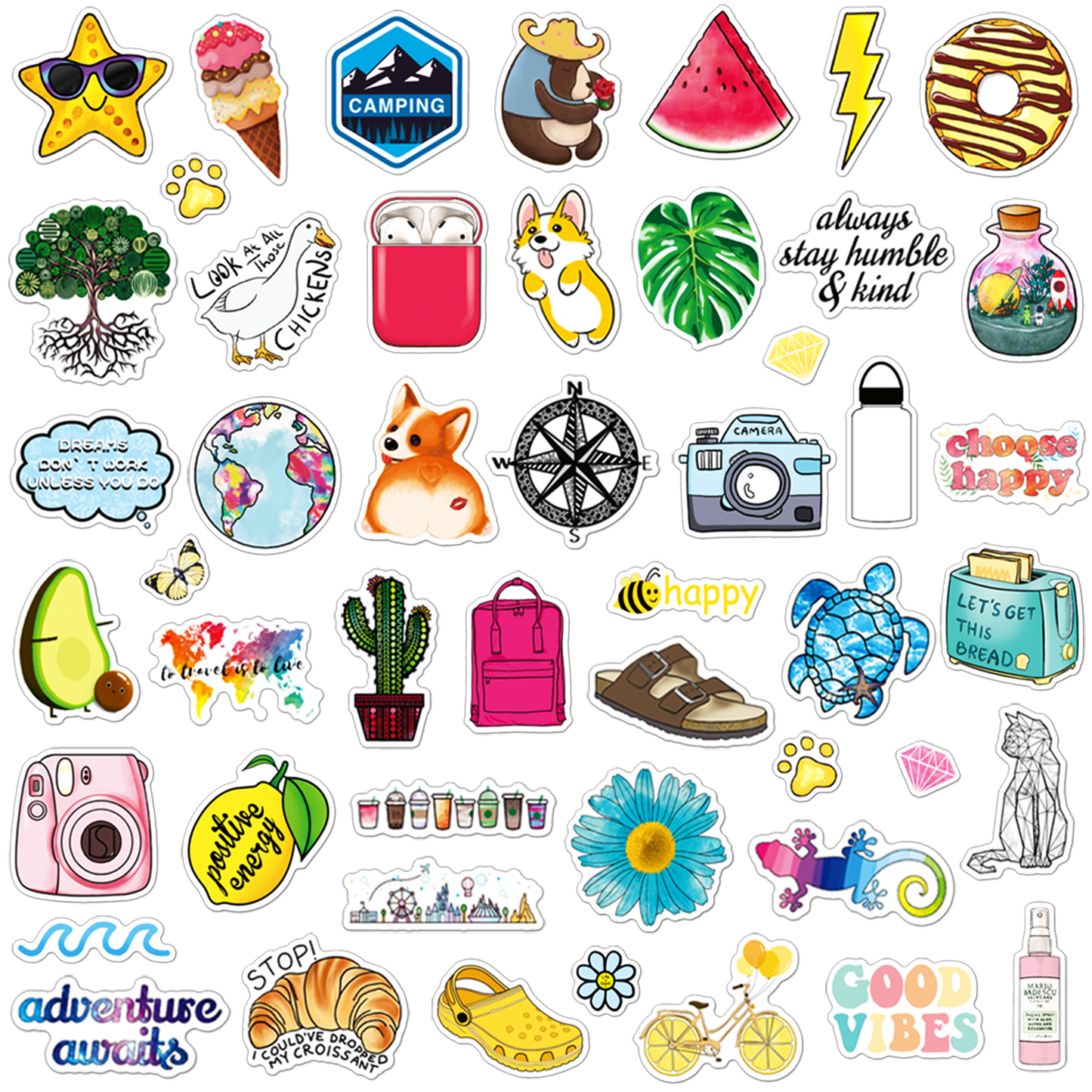 ANERZA 100 Pcs Waterproof Stickers for Laptop, Water bottle B