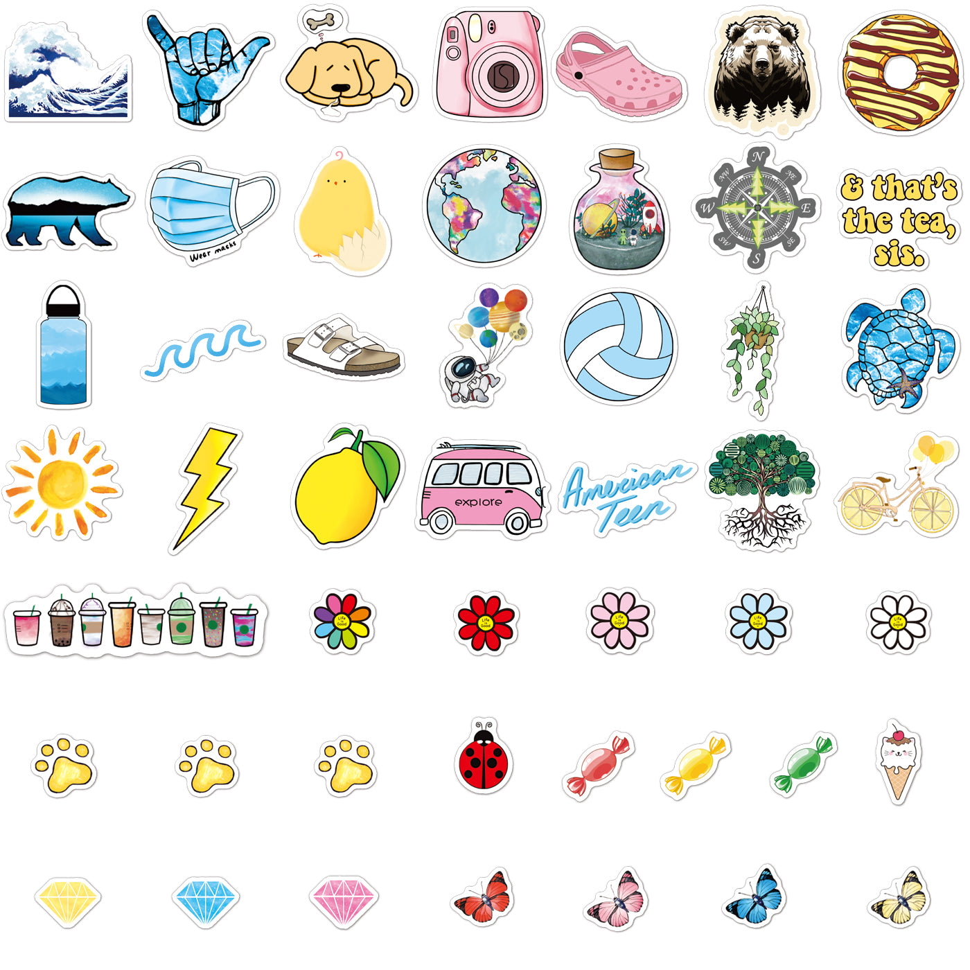 ANERZA 100 Pcs VSCO Stickers for Hydro Flask, Laptop A