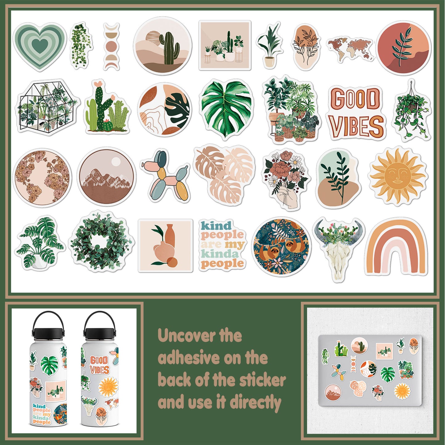 ANERZA Wall Collage Kit Aesthetic Pictures, Room Decor for Bedroom Aesthetic, Posters for Room Aesthetic, Cute Boho Plants Photo Wall Decorations for Teen Girls, Dorm Trendy Wall Art (70 pcs)