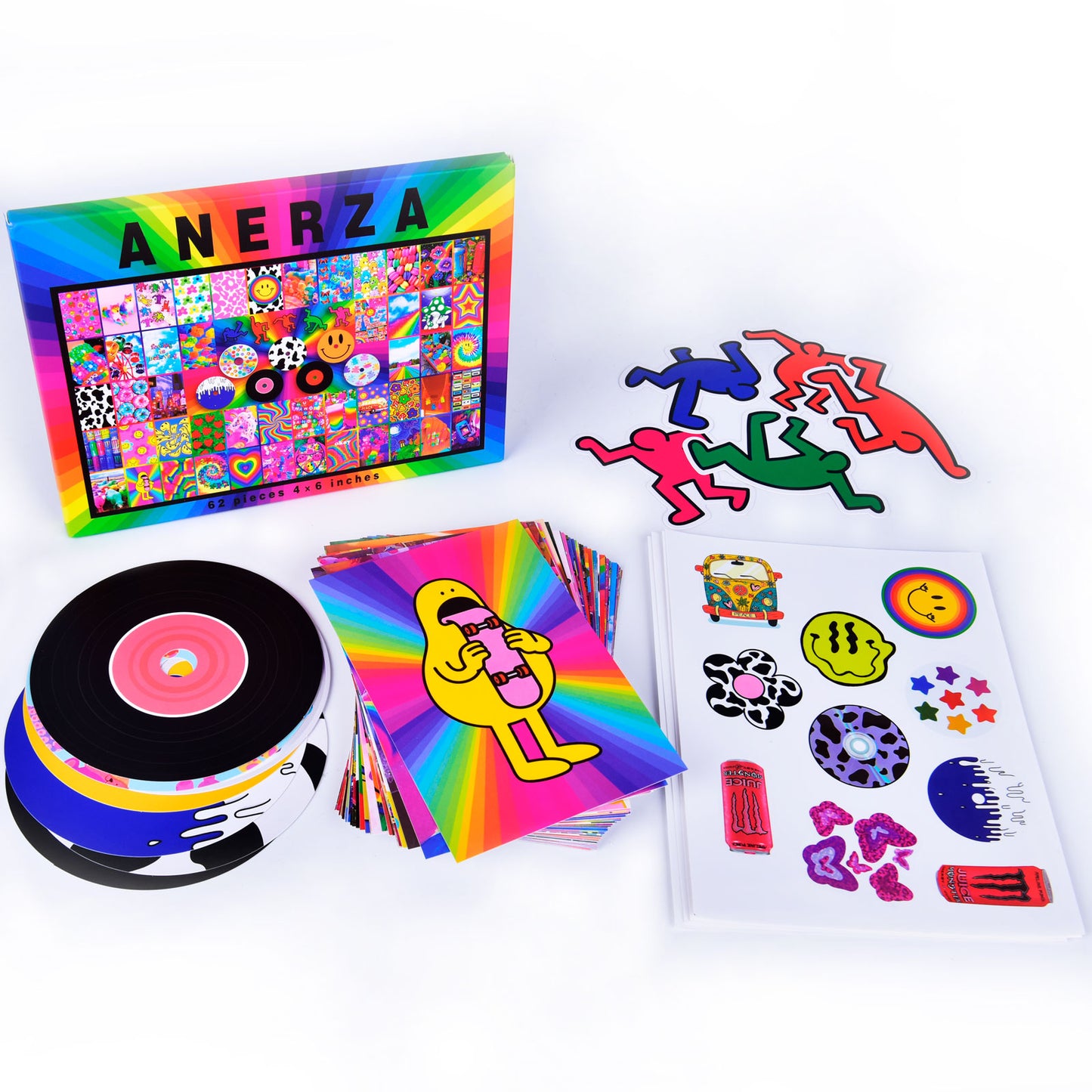 ANERZA Indie Room Decor for Bedroom Aesthetic, Wall Collage Kit Aesthetic Pictures, Posters for Room Aesthetic, Cute Photo Wall Decorations for Teen Girls, Y2k Kidcore Hippie Trippy Grunge (62 pcs)