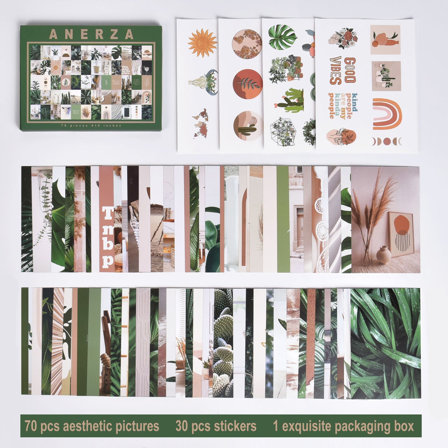 ANERZA Wall Collage Kit Aesthetic Pictures, Room Decor for Bedroom Aesthetic, Posters for Room Aesthetic, Cute Boho Plants Photo Wall Decorations for Teen Girls, Dorm Trendy Wall Art (70 pcs)