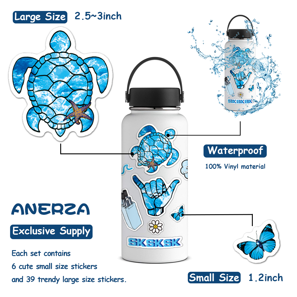 ANERZA 45 Pcs VSCO Stickers for Laptop, Water bottle A