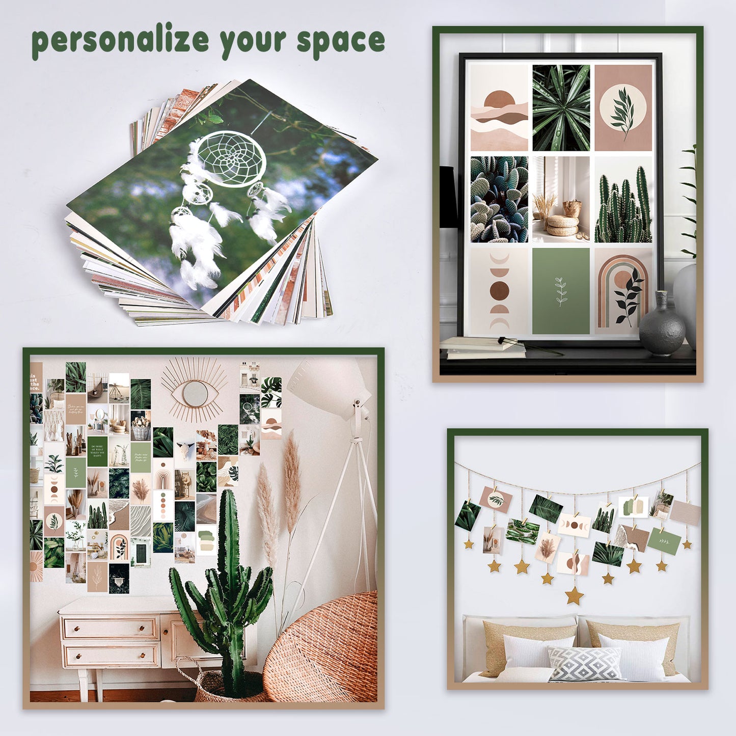 ANERZA Wall Collage Kit Aesthetic Pictures, Room Decor for Bedroom Aesthetic, Posters for Room Aesthetic, Cute Boho Plants Photo Wall Decorations for Teen Girls, Dorm Trendy Wall Art (70 pcs)