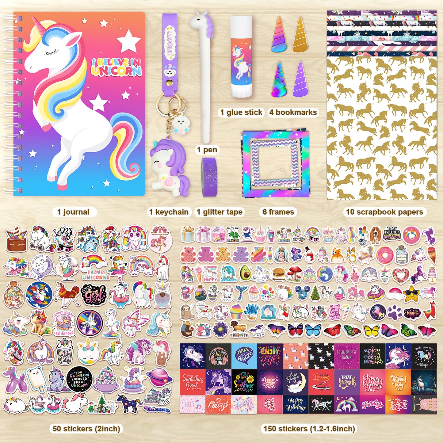 ANERZA DIY Unicorn Journal Set for Girls Gifts Ages 6 7 8 9 10 11 12 13 Years Old and Up, Birthday/Christmas Gifts Ideas, Toys for Teen Girls, Arts and Crafts for Kids 8-12, Scrapbook Stickers kit
