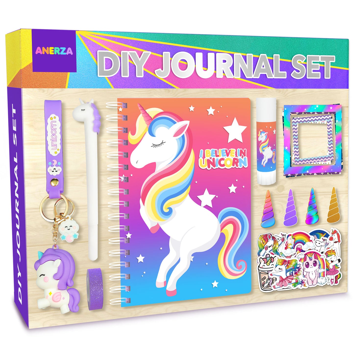 ANERZA DIY Unicorn Journal Set for Girls Gifts Ages 6 7 8 9 10 11 12 13 Years Old and Up, Birthday/Christmas Gifts Ideas, Toys for Teen Girls, Arts and Crafts for Kids 8-12, Scrapbook Stickers kit
