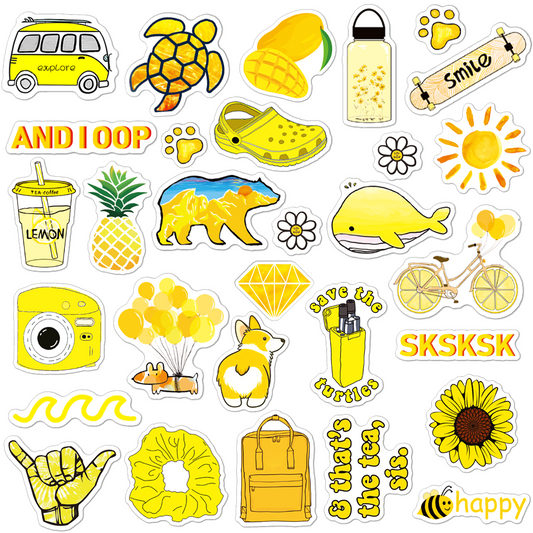ANERZA 40 Pcs Yellow VSCO Stickers for Laptop, Water bottle