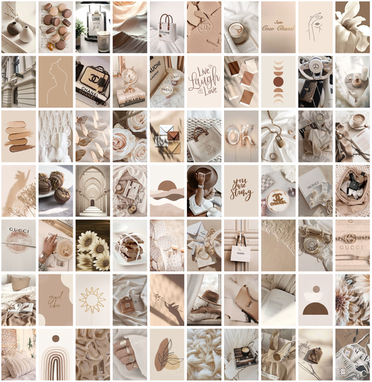 ANERZA Beige Wall Collage Kit Aesthetic Pictures, Room Decor for Bedroom Aesthetic, Posters for Room Aesthetic, Cute Photo Wall Decorations for Teen Girls, Dorm Trendy Wall Art (70 pcs)
